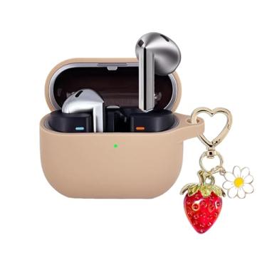 Imagem de AGAOSH Capa para Samsung Galaxy Buds 3 / Galaxy Buds 3 Pro com chaveiro fofo de morango, capa protetora de silicone macio margarida para fones de ouvido Samsung Galaxy Buds3 Pro para mulheres e homens