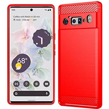 Imagem de Folmeikat Projetada para Pixel 6 Pro, capa de celular Google Pixel 6 Pro, capa protetora fina de TPU macio para Pixel 6 Pro, capa vermelha de 6,7 polegadas
