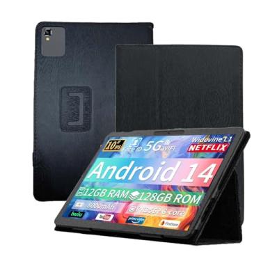 Imagem de Capa para tablet JJGJ TAB10 de 10 polegadas, capa protetora NOUKAJU Tablet, suporte dobrável com suporte para lápis e alça de pulso, capa de proteção para JJGJ TAB10 (preto)