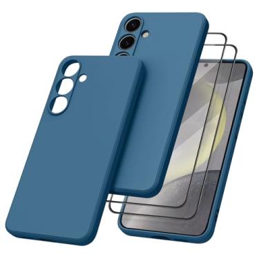 Imagem de Vanjua Capa para Samsung Galaxy S24 Plus, capa protetora fina de silicone líquido elegante compatível com Samsung Galaxy S24 Plus 5G [2 protetores de tela] azul marinho