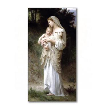 Imagem de LXURY Bouguereau.Innocence (versão pequena). Reprodução de pinturas famosas. Arte de parede em tela. Pôsteres e impressões. Imagem para decoração de casa 80 x 160 cm sem moldura