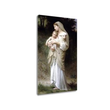 Imagem de LXURY Bouguereau.Innocence (versão pequena). Reprodução de pinturas famosas. Arte de parede em tela. Pôsteres e impressões. Imagem para decoração de casa 80 x 160 cm Moldura interna