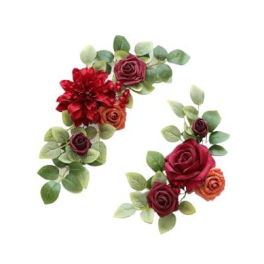 Imagem de Fancyes 2x Flores de Arco de Casamento, Decoração de Placa de Boas-vindas, Folhas Verdes Rústicas, Flores Artificiais para Cerimônia de Aniversário, Estilo H