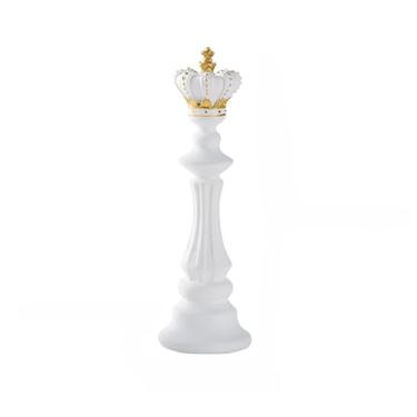 Imagem de Escultura de xadrez de resina, estatuetas colecionáveis, ornamento, estátua, escritório, loja, balcão, decoração criativa, artesanato (rei branco)