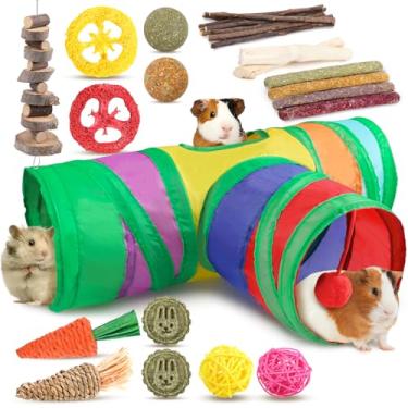 Imagem de Sofier Brinquedos de porquinho-da-índia túnel para gaiola de esconderijo, brinquedos de mastigar para hamster, coelho, furão, rato, chinchila, ouriço, cercadinho de brinquedo tédio