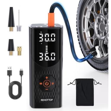 Imagem de REHOTTOP Compressor De Ar Portátil Para Encher Pneus, Bomba De Ar De 160 Psi Para Pneus De Carro, Compressor De Ar De Inflação Rápida 4X, Bomba De Pneu Com Led Para Carro