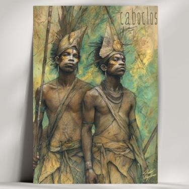 Imagem de Quadro Decorativo Orixá - Oxum, Oxóssi, Ogum, etc - Umbanda/Candomblé - Escolha 30 Obras! (Rústico, Caboclos, 20x14cm)