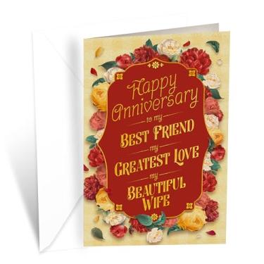 Imagem de Prime Greetings Cartão de aniversário da esposa, feito nos EUA, cartolina grossa com envelope premium embalado em um envelope de apresentação reutilizável, ecológico, 12,7 cm x 19,7 cm