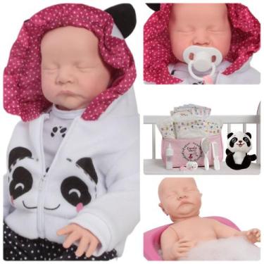 Imagem de Bebê Reborn Realista Panda com Fraldas Chupeta Mamadeira - Cegonha Reb