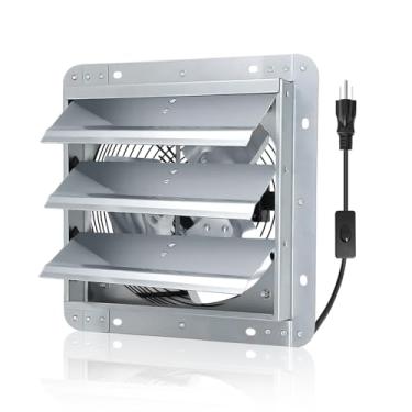 Imagem de Aibabcue Exaustor de obturador, ventilador de ventilação de montagem na parede de 12 polegadas com interruptor ON/OFF, 1680 RPM, 970 CFM Ventilador de sótão para ventiladores de estufa, celeiro