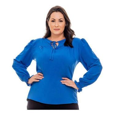 Imagem de Blusa Feminina Plus Size Camisa Social Exclusivas Manga Longa Elegante