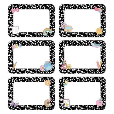 Imagem de Starboling Etiquetas de nome pretas, 48 peças de placas adesivas para identificação de mesa de 9,5 x 6,5 cm, para sala de aula, material escolar