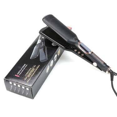 Imagem de Alisador de cabelo profissional com tela LCD, placa larga de 500F, cabo giratório de 360°, preto e ouro rosa