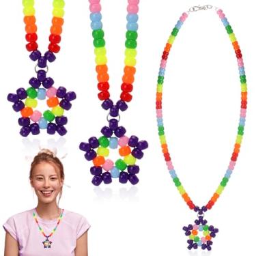 Imagem de Colar kandi com estrela colorida stretch Y2K pingentes de plástico com fecho de lagosta, joia de rave, lembrancinha de festa EDM para mulheres, amigas, música, festa, festival, fantasia Y2K, Stretch