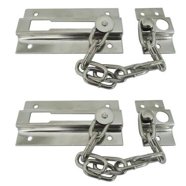 Imagem de Kit 2 Fecho Pega Ladrão Aço Com Corrente 88Mm X 25Mm Portas