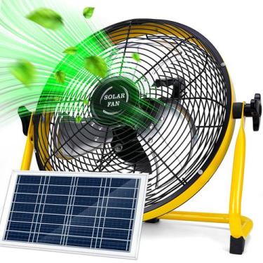 Imagem de Ventilador solar recarregável DBF 12 velocidades 30cm com painel solar