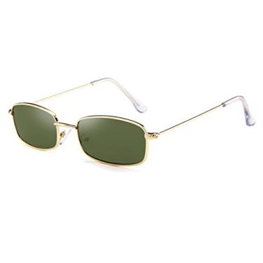 Imagem de Armear Óculos de sol quadrados armação de metal pequeno, lentes não polarizadas, Gold/Dark Green, Small