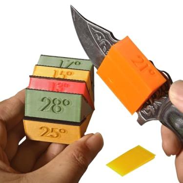 Imagem de Cunhas de guia de manutenção de ângulo antiderrapante de 13° 15° 17° 21° 25° 28°. Afiador de lâmina de faca de amolar cunha angular de pedra (amarelo+laranja+roxo+dourado+verde+marrom + preto)