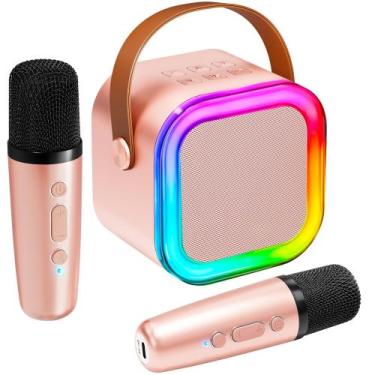 Imagem de Máquina de karaokê IROO Mini para crianças com 2 microfones sem fio Ro