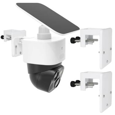 Imagem de Suporte de montagem em calha compatível com Eufy Security SoloCam S340/SoloCam E30, pacote com 2 suportes de câmera de segurança solar, instalação sem perfuração compatível com câmeras IP PTZ Dome