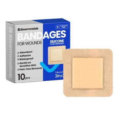 Imagem de Bandagens Bioemmalab Large Waterproof 3x3 Silicone Foam x10