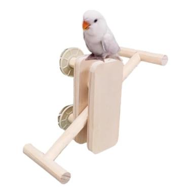 Imagem de CXYYXF Gangorra para pássaros, brinquedo de equilíbrio de madeira para gaiola, calopsitas, periquitos, mesa de pássaros, brinquedos de treinamento para entretenimento, alívio da ansiedade (estilo