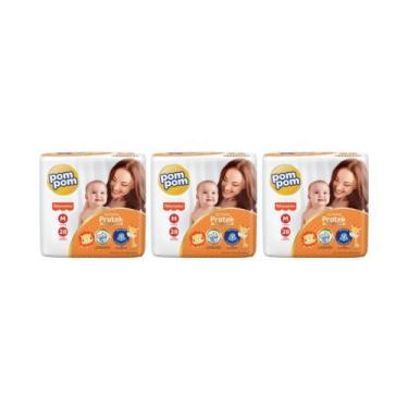 Imagem de Kit Fralda Pompom Derma Protek Tam M - ATACADO BARATO - kit com 84 Uni