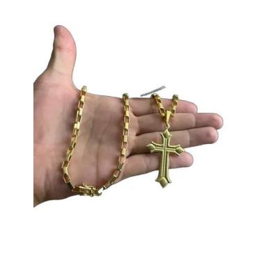 Imagem de Cordão Tijolinho 6mm Banhado Ouro 18k 70cm Dourado - Tojoia18K