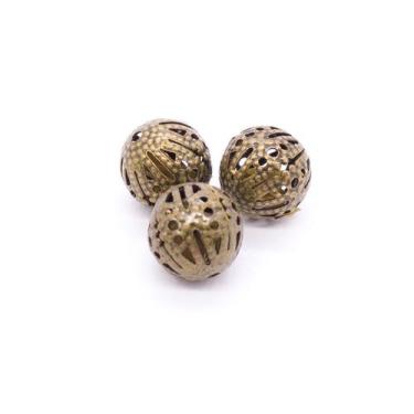 Imagem de Miçanga Tulipa Bola Rendada Metal Ouro Velho 14mm 10pçs 14g - Macall