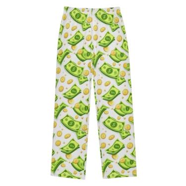 Imagem de Bundles Of Money Coins Calças de pijama para meninos e meninos de longa duração calças de pijama calças de pijama cintura elástica com 2 bolsos 11-12 anos