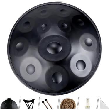 Imagem de 9-12 Notas 22inch Purple Performer Em Ré Menor 432hz Handpan Steel Drum Com Suporte De Handpan, Caixa De Handpan, Gold, 10 tones