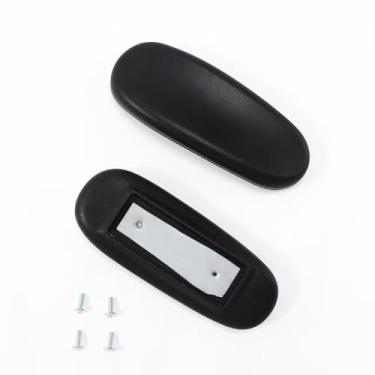 Imagem de WPJFMXZ Tampas de reposição para apoio de braço para cadeira de escritório para braços de cadeira de mesa universais, orifício de montagem de 10 cm com furos de montagem, parafusos pretos