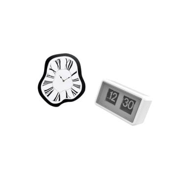 Imagem de IEUDNS Relógio de Mesa Criativo Distorcido com Giro Automático, Relógio de Mesa com Prateleira Silenciosa E Grande Exibição para Casa, Mesa, Loja, Dormitório