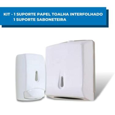 Imagem de Dispenser Papel Toalha Interfolha Cai Cai + Saboneteira 800ml Trilha B