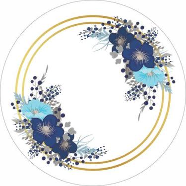 Imagem de Painel de Lona Redondo Floral Azul Arcos Dourados - Fabrika De Festa, 