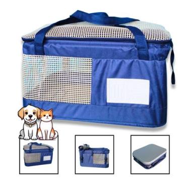 Imagem de Bolsa de Transporte Pet Cães e Gatos Cia Gol de Avião e Carro Azul Mil
