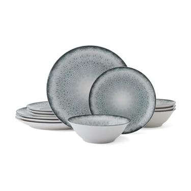 Imagem de Mikasa Matteo Conjunto de tigelas de louça de 12 peças, Servie para 4, cinza