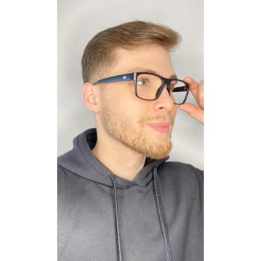 Imagem de Armação Óculos Grau Quadrada Masculino Eduardo Preto