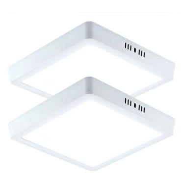 Imagem de 2X Kit 2 Plafon Sobrepor 25W 21X21 Quadrado 6500K Branca Fri