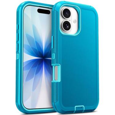 Imagem de Jelanry Capa para iPhone 17 5G de 6,3 polegadas, resistente, resistente e de camada dupla à prova de choque, proteção à prova de quedas com porta antipoeira e armadura de arranhões, capa traseira para