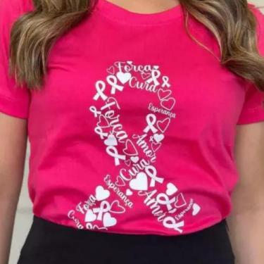 Imagem de Blusa Plus Size Feminina Outubro Rosa T -Shirt moda 100% Algodão Envio