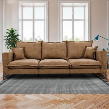 Imagem de Sofá 3 Lugares Modular Boma. 2,40m Boucle Sofá Inbox Caramelo.