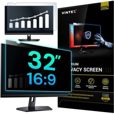 Imagem de VINTEZ Tela de privacidade de 32 polegadas 16:9 para monitor de computador e laptop - película protetora antirreflexo, filtro de luz azul, proteção ocular - protetor de privacidade de tela de