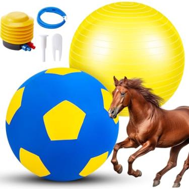 Imagem de Suilung Bola gigante de pastoreio de 122 cm com capa e bola anti-explosão. Assista ao videocassete para inflar brinquedos de cavalos grandes para brincadeiras de entretenimento, bomba incluída
