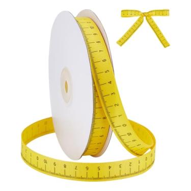 Imagem de UNICRAFTALE Fita de régua amarela de 30 jardas para artesanato fita métrica suprimentos de design de régua para professor fita de sarja temática para embrulho de presente, decoração de sala de aula