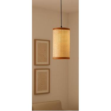 Imagem de Luminária Pendente Palha Sintetico 30x17cm Casa Sala Cozinha - A7, Pal