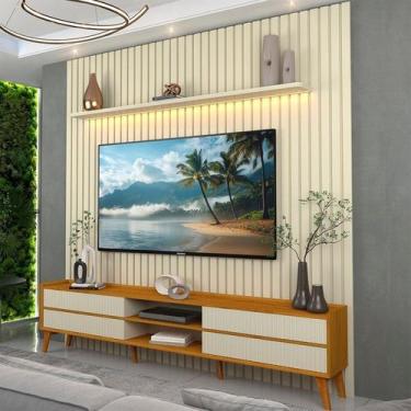 Imagem de Rack com Painel Ripado para Tv 84 Polegadas com Led 4 Gavetas 228,8cm 