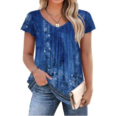 Imagem de Blusa feminina Top IN'VOLAND Plus Size com babados e decote em V