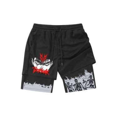 Imagem de Shorts GORGLITTER 2 em 1 com estampa de anime Quick Dry para homens