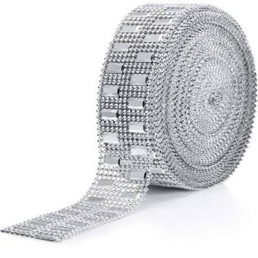 Imagem de Fita de strass Diamond Bling Wrap de 10 jardas WILLBOND Silver
